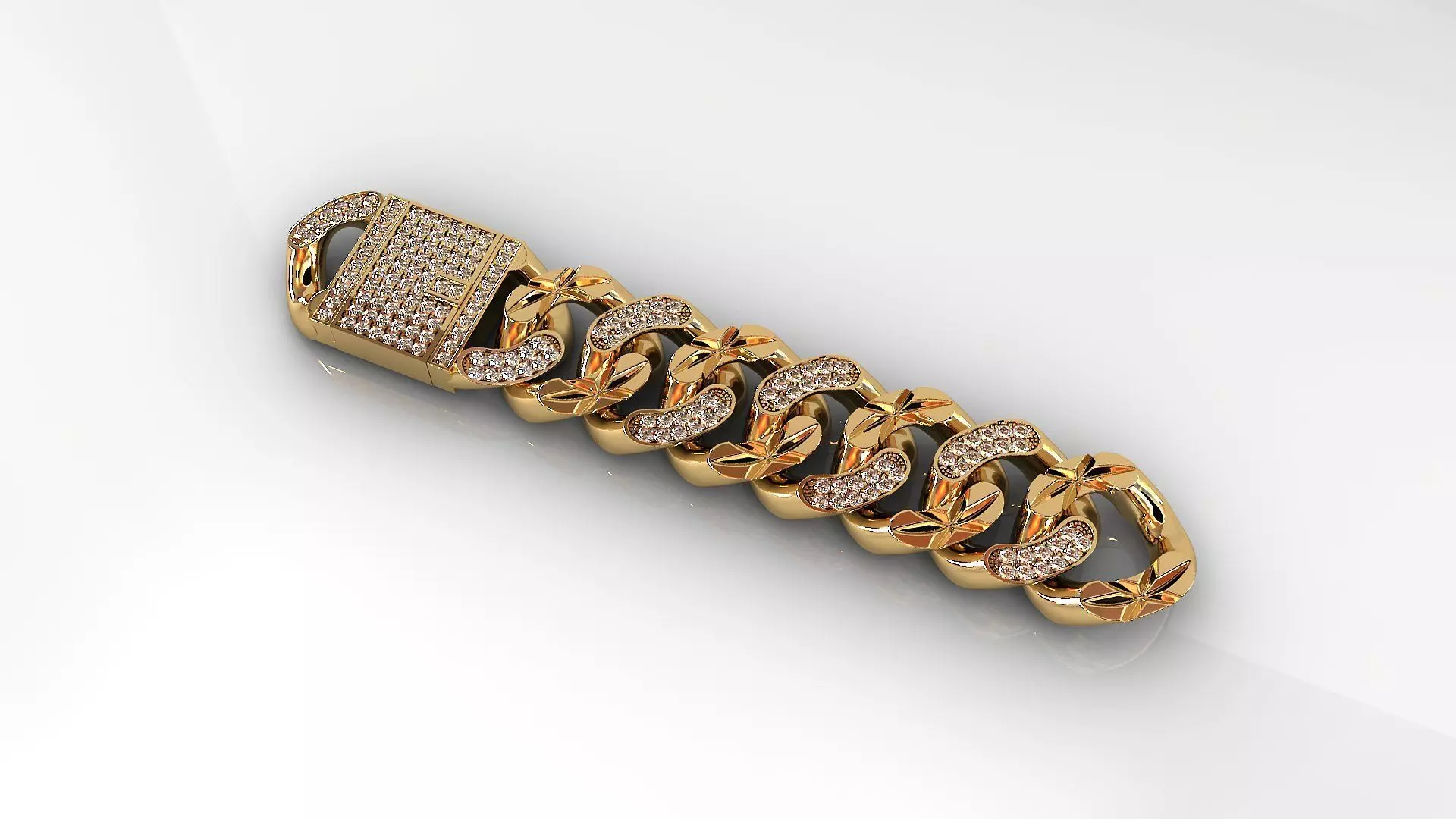 Diamond Cuban Link Bracelet 3 3D print model