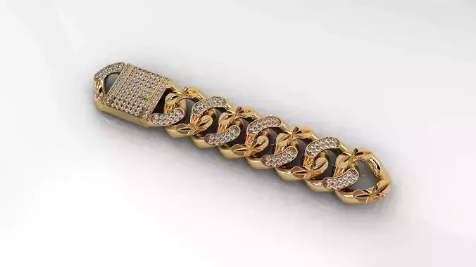 Diamond Cuban Link Bracelet 3 3D print model