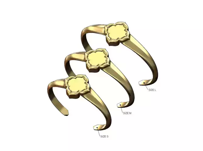 Platforme engravable flower shaped cuff bracelet