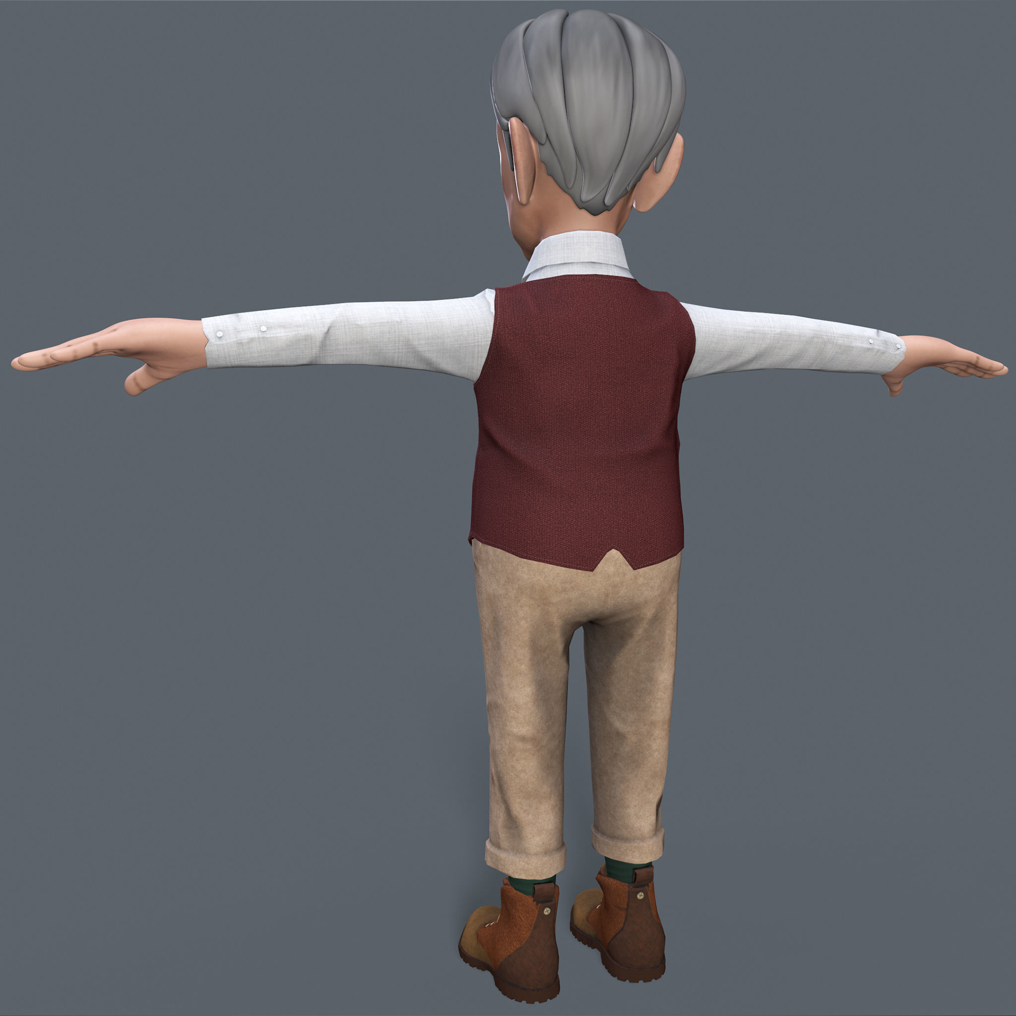 Cartoon Old man GrandPa NoRig Low-poly 3D model_19