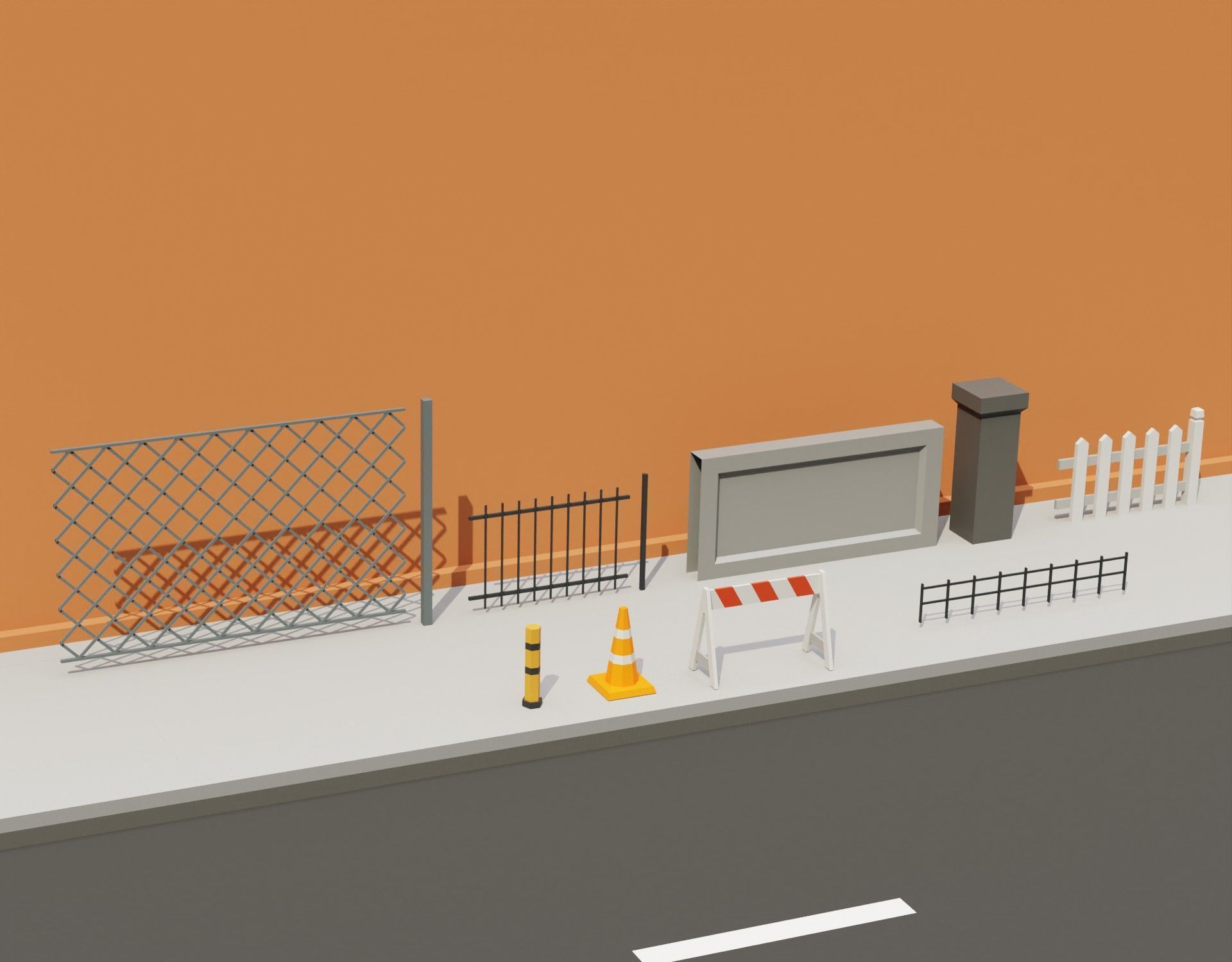City street props assets pack Low-poly 3D model_6