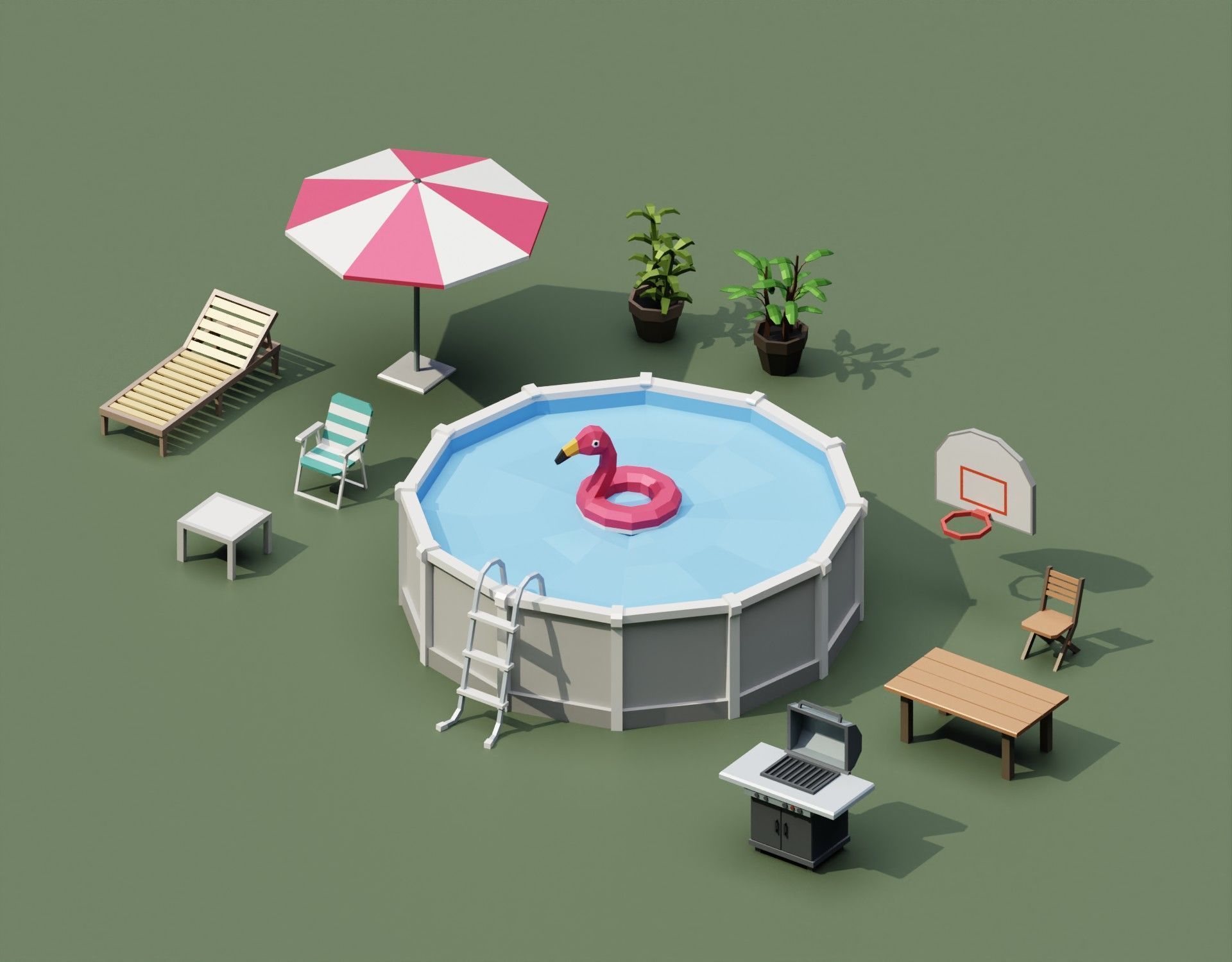 City street props assets pack Low-poly 3D model_10