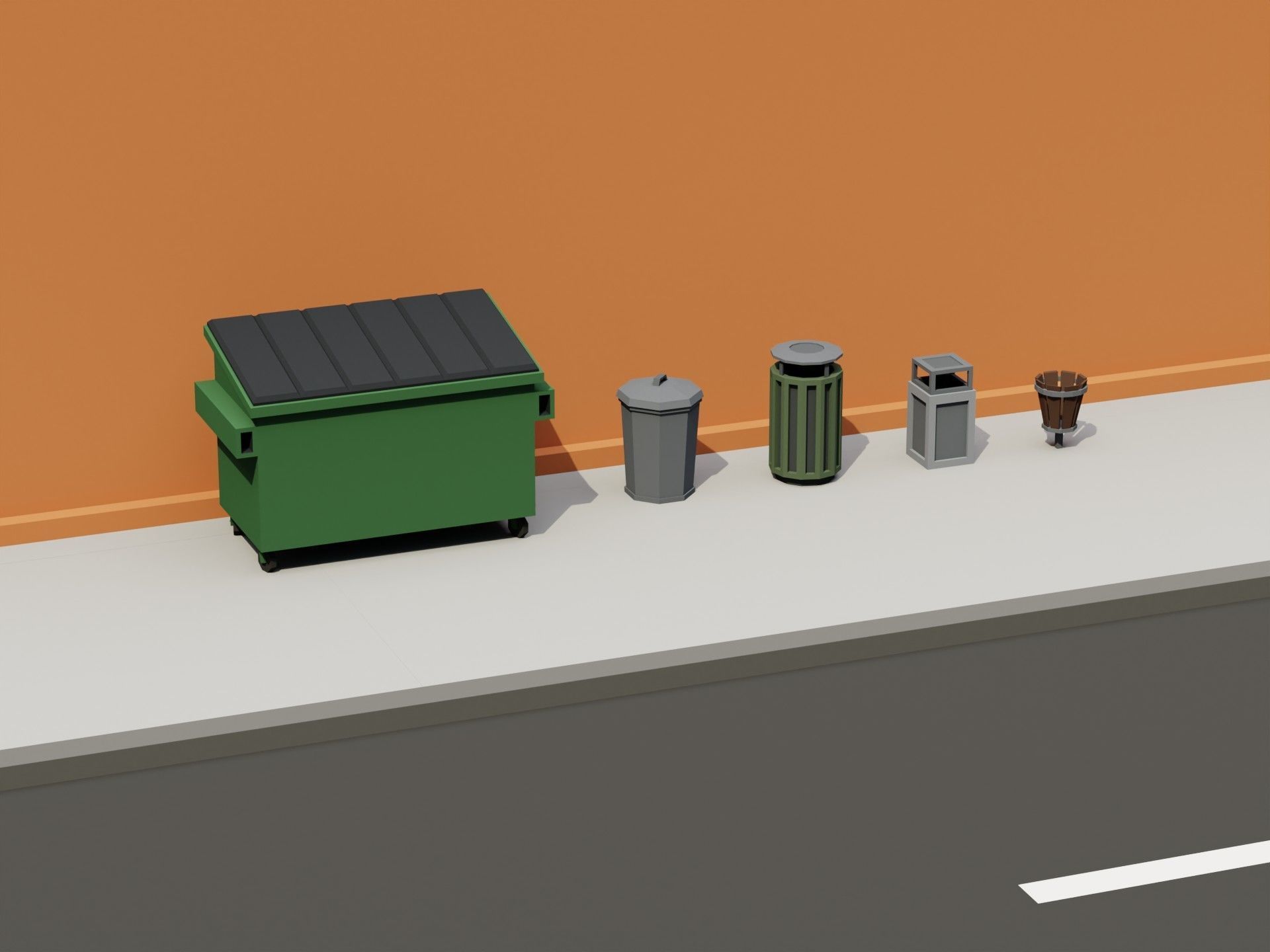 City street props assets pack Low-poly 3D model_7