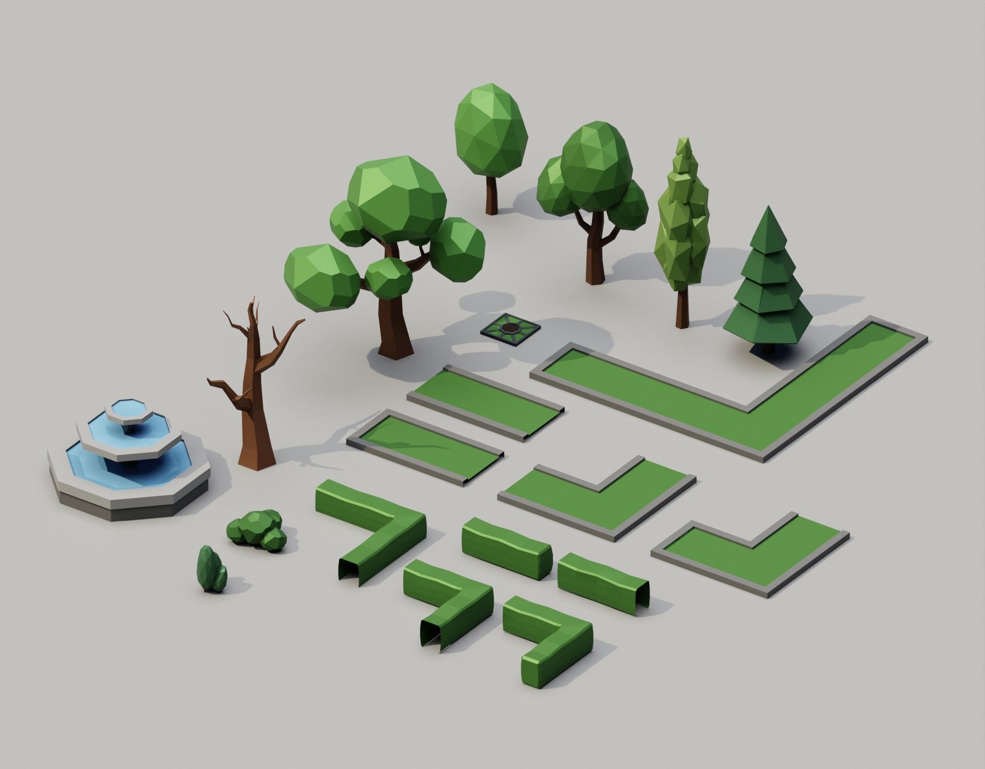 City street props assets pack Low-poly 3D model_9