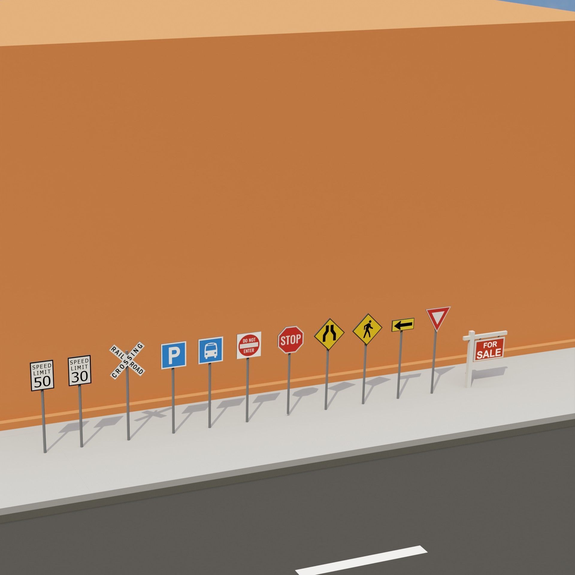 City street props assets pack Low-poly 3D model_2