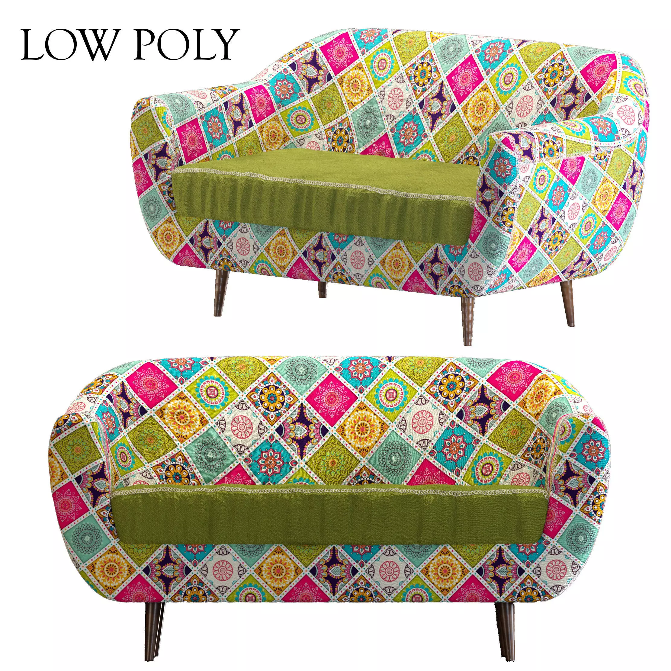 seater sofa Free low-poly 3D model
