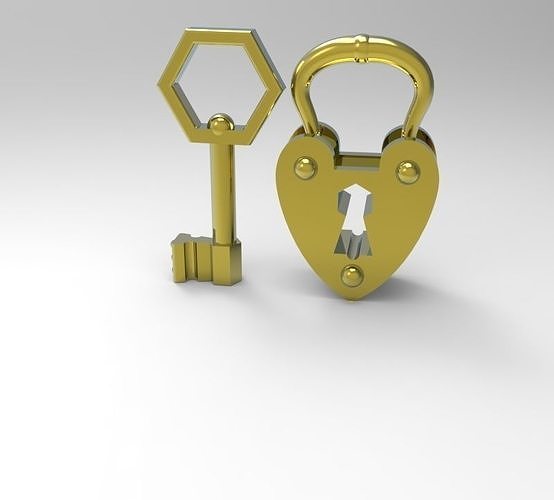 lock key art object 3D print model