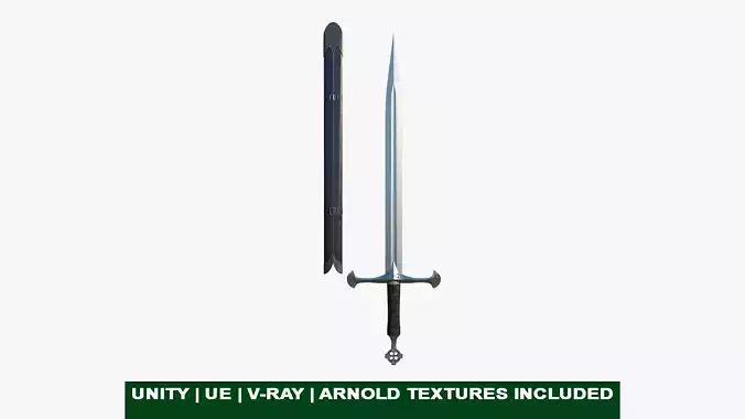 Sword 02 PBR Unity UE V-Ray Arnold Textures Included