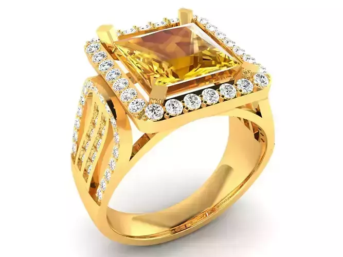 Solitaire Engagement Wedding Princess Stone Ring 3D print model