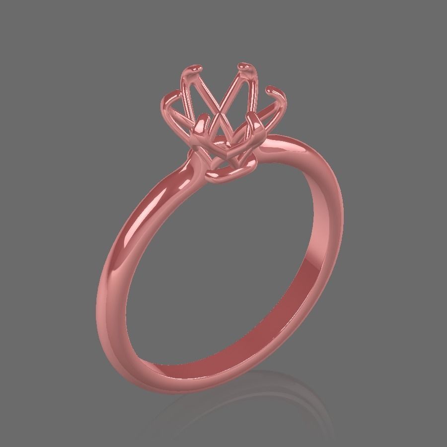 6-Prongs Solitaire ring 3D print model_3