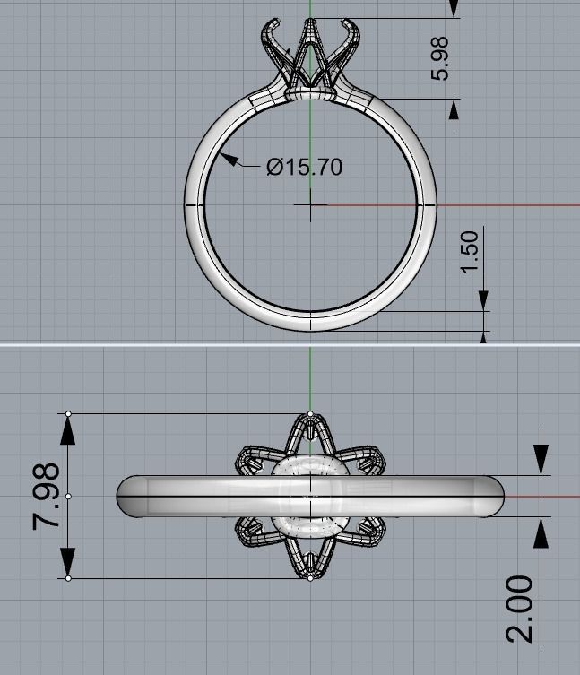 6-Prongs Solitaire ring 3D print model_4