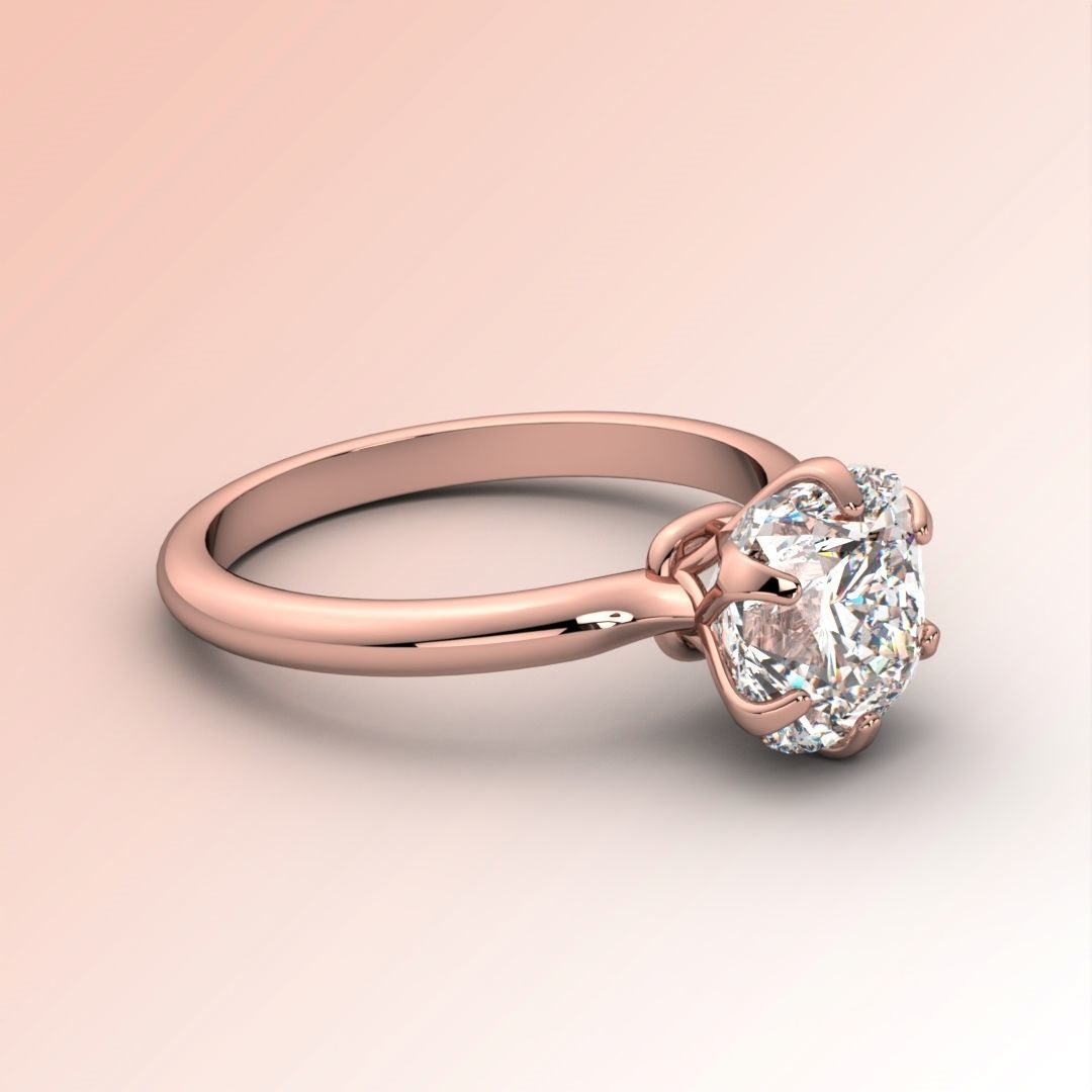 6-Prongs Solitaire ring 3D print model_1