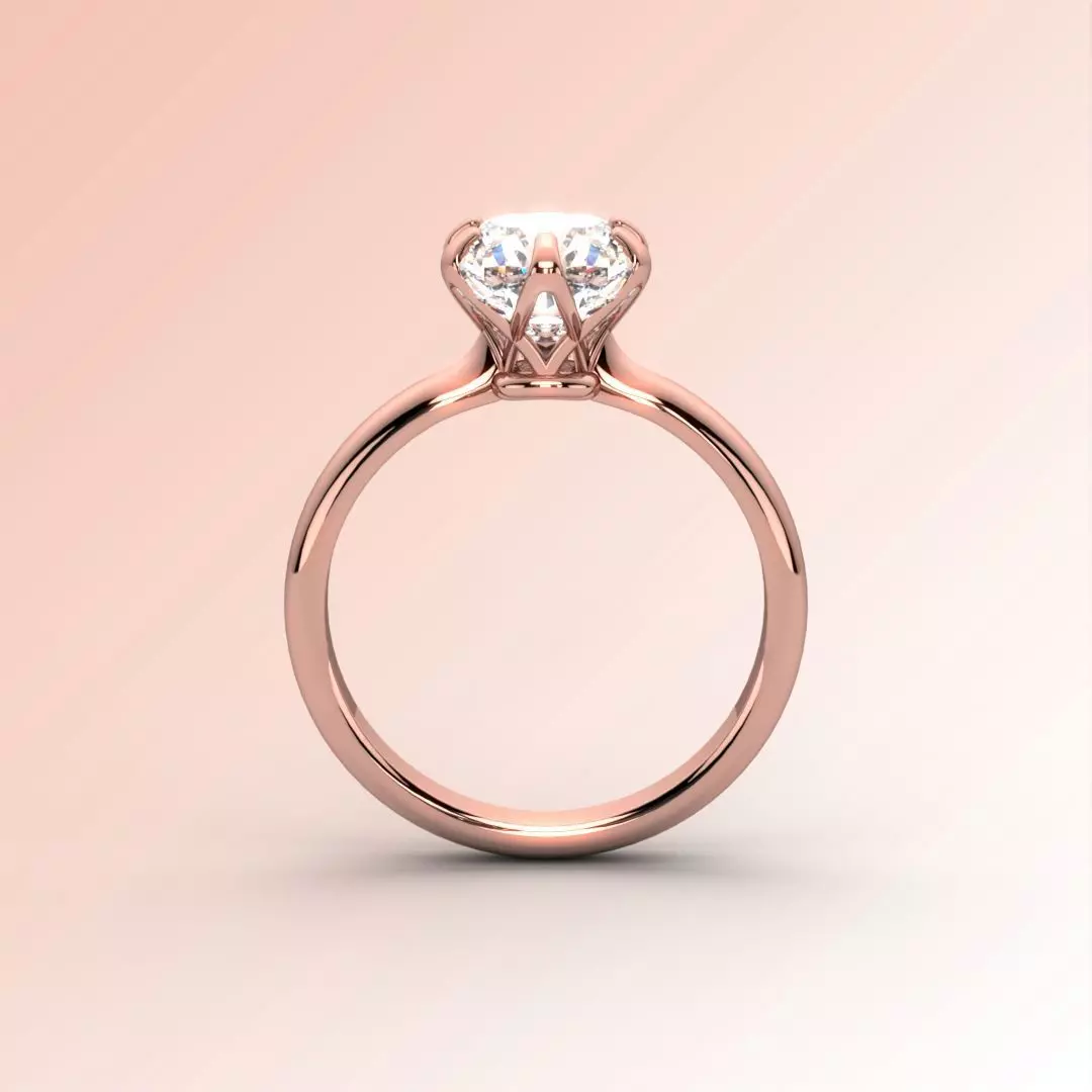6-Prongs Solitaire ring 3D print model_0