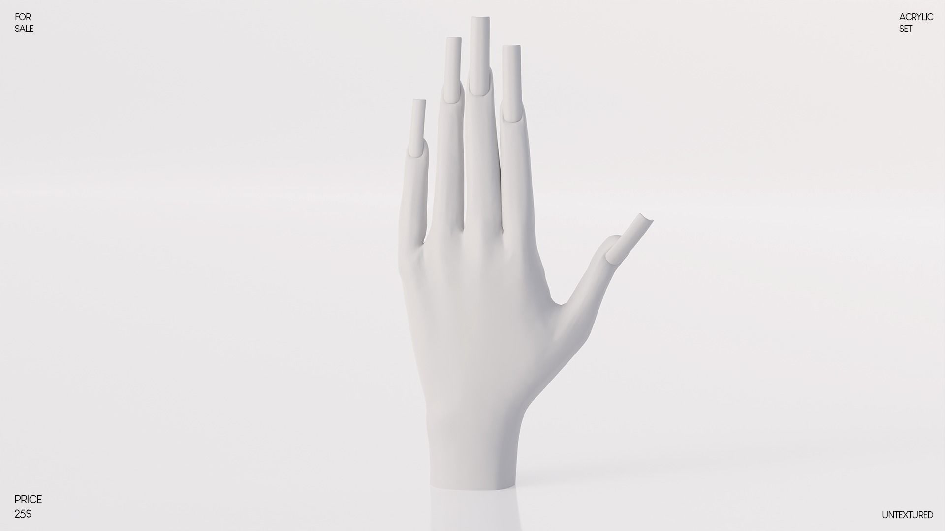 ANGEL NUMBER ACRYLIC SET SECONDLIFE Low-poly 3D model_10