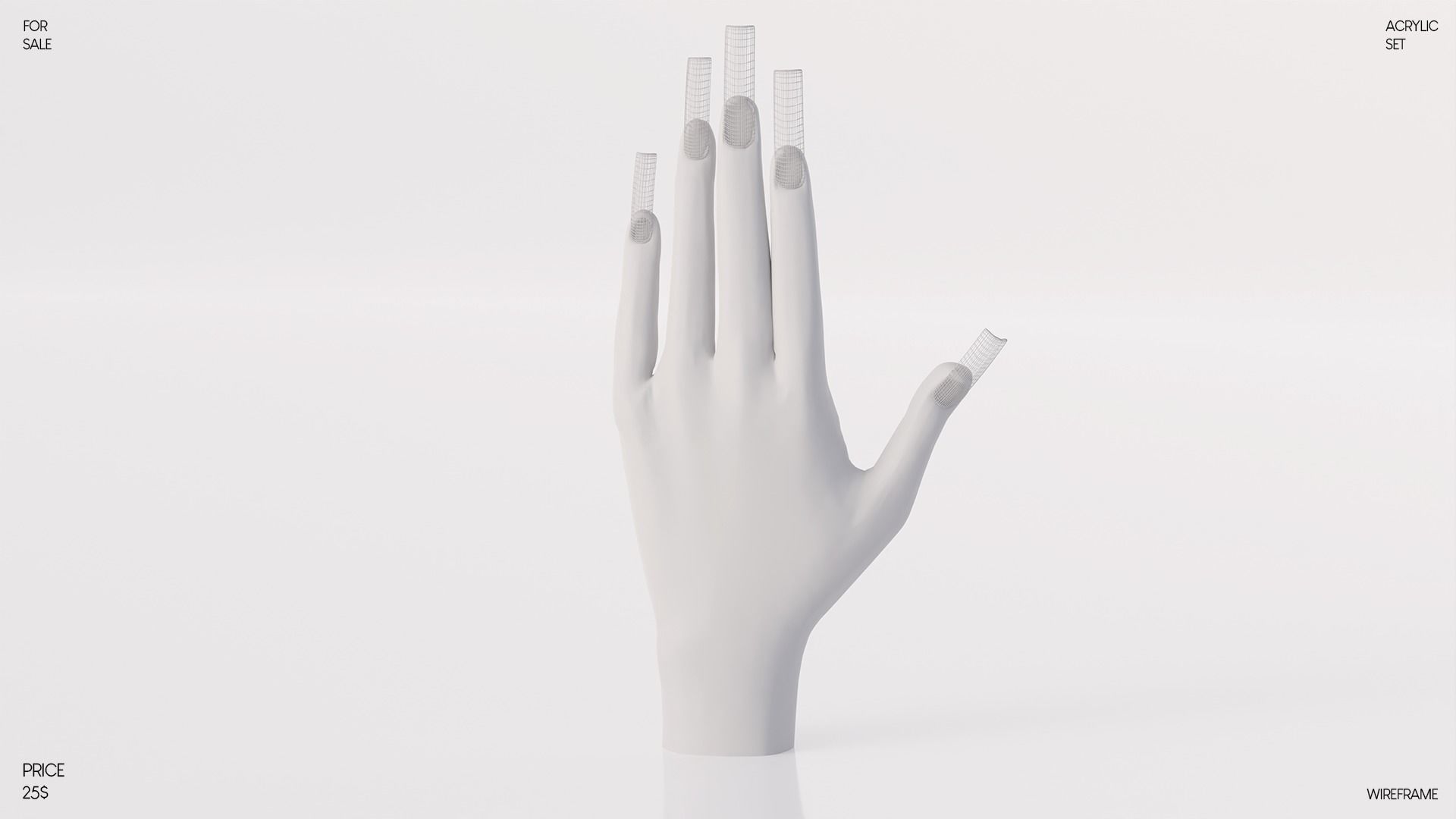 ANGEL NUMBER ACRYLIC SET SECONDLIFE Low-poly 3D model_11