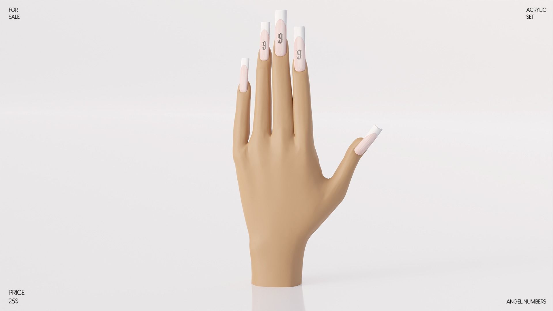 ANGEL NUMBER ACRYLIC SET SECONDLIFE Low-poly 3D model_9