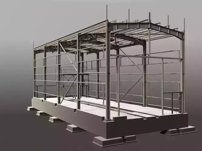 Depot steel structure with scaffolding