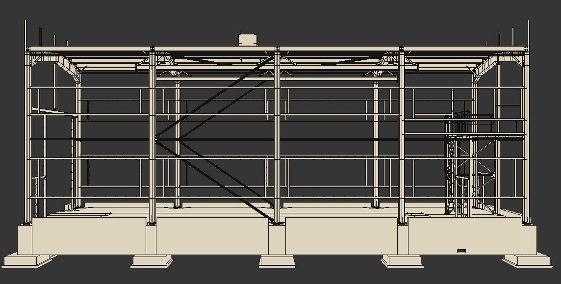 Depot steel structure with scaffolding Low-poly 3D model_4