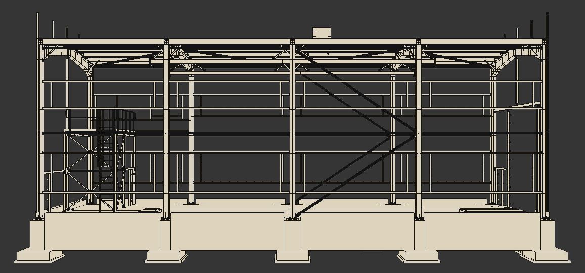 Depot steel structure with scaffolding Low-poly 3D model_3
