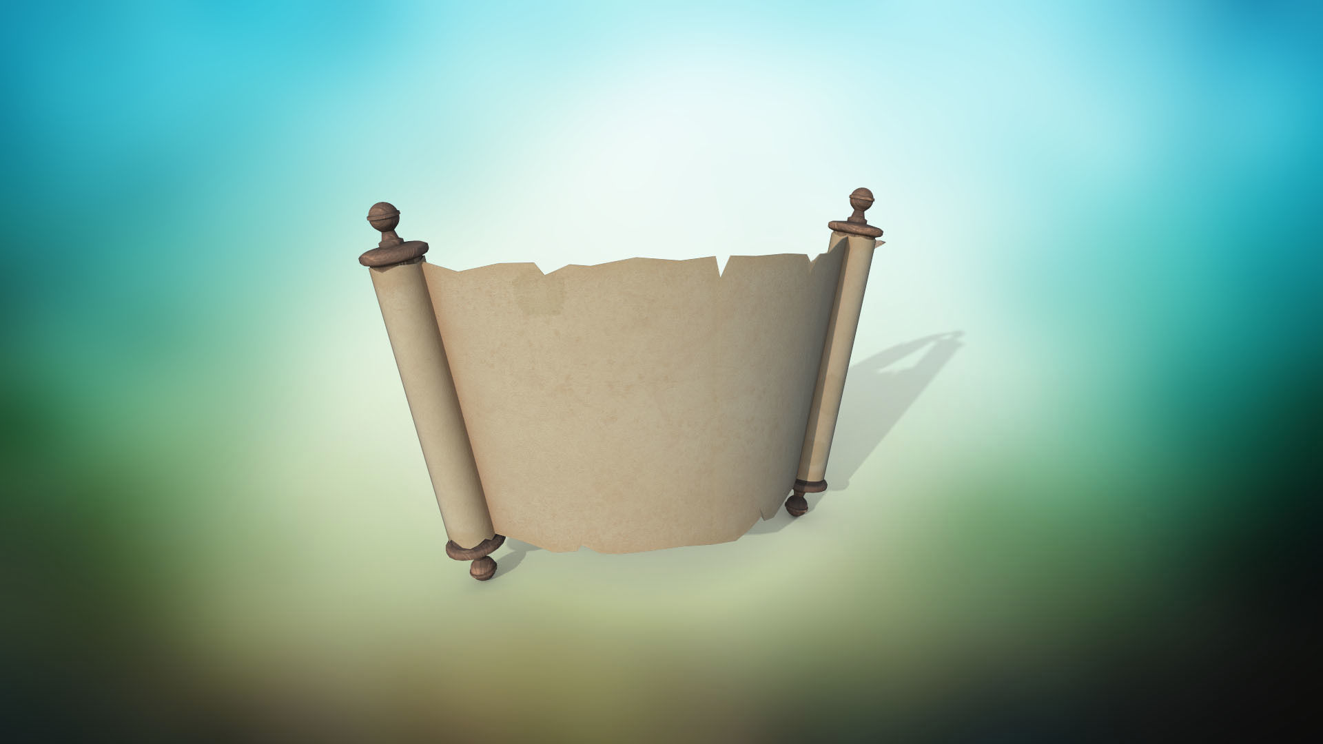 Set of papyrus scroll and inkwell with stopper and quill PBR  Low-poly 3D model_4