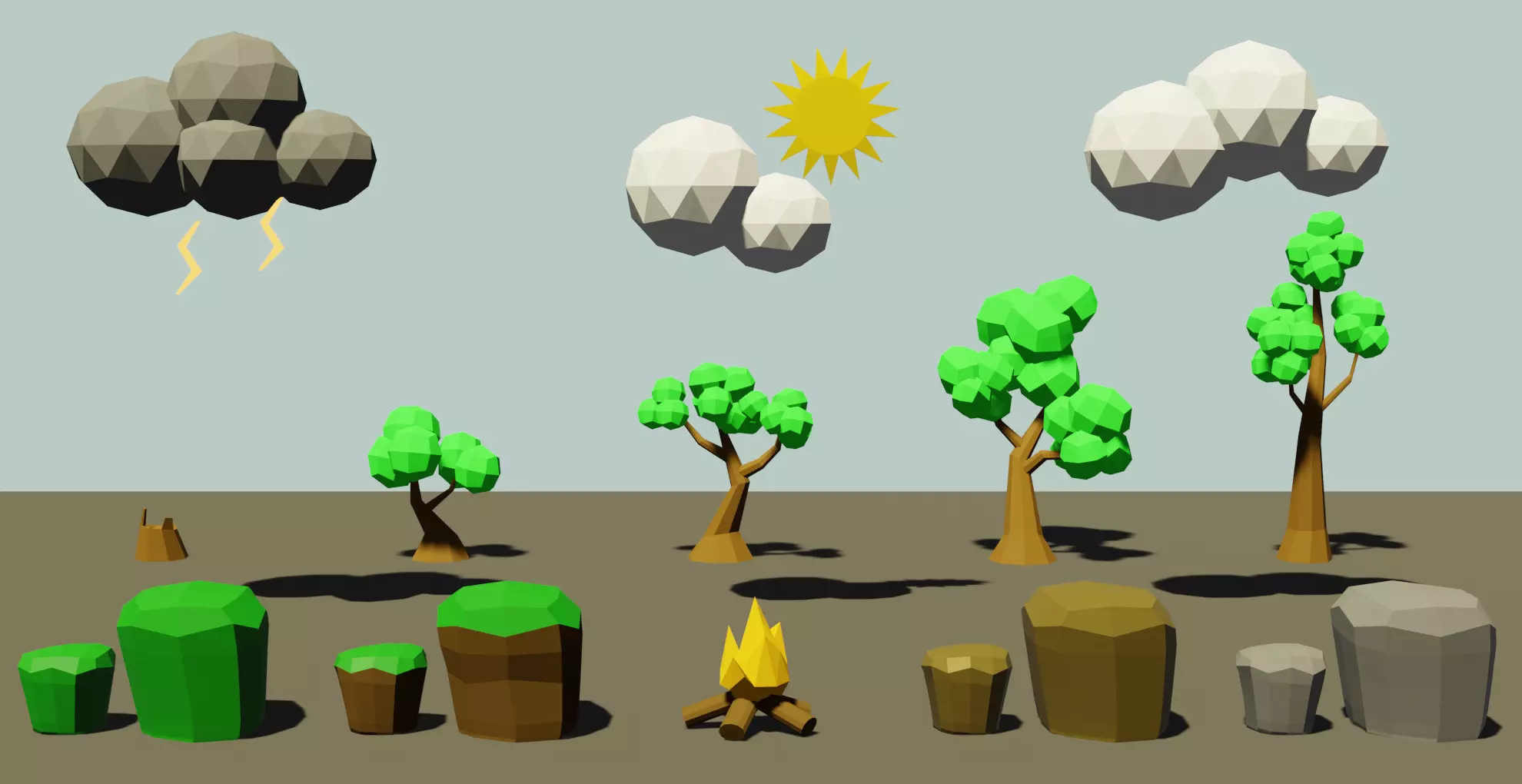 Environments of nature Low-poly 3D model_0