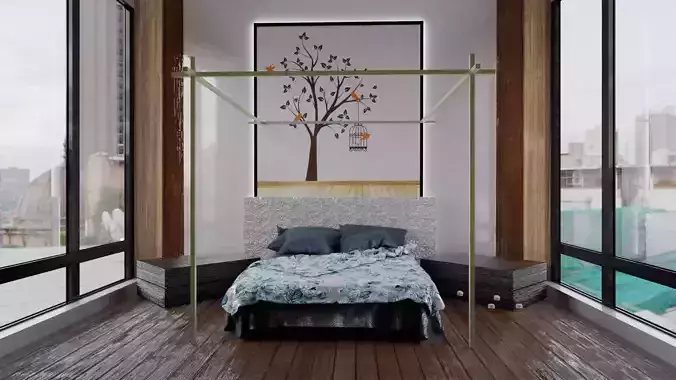 3d Interior BedRoom In Blender 3D model
