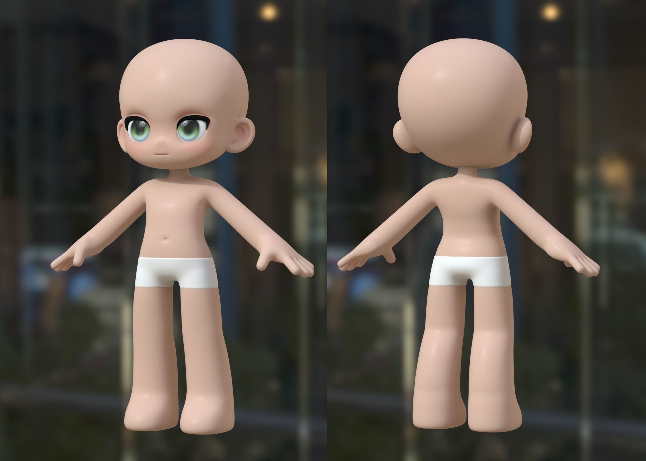 Colin basemesh Low-poly 3D model_1