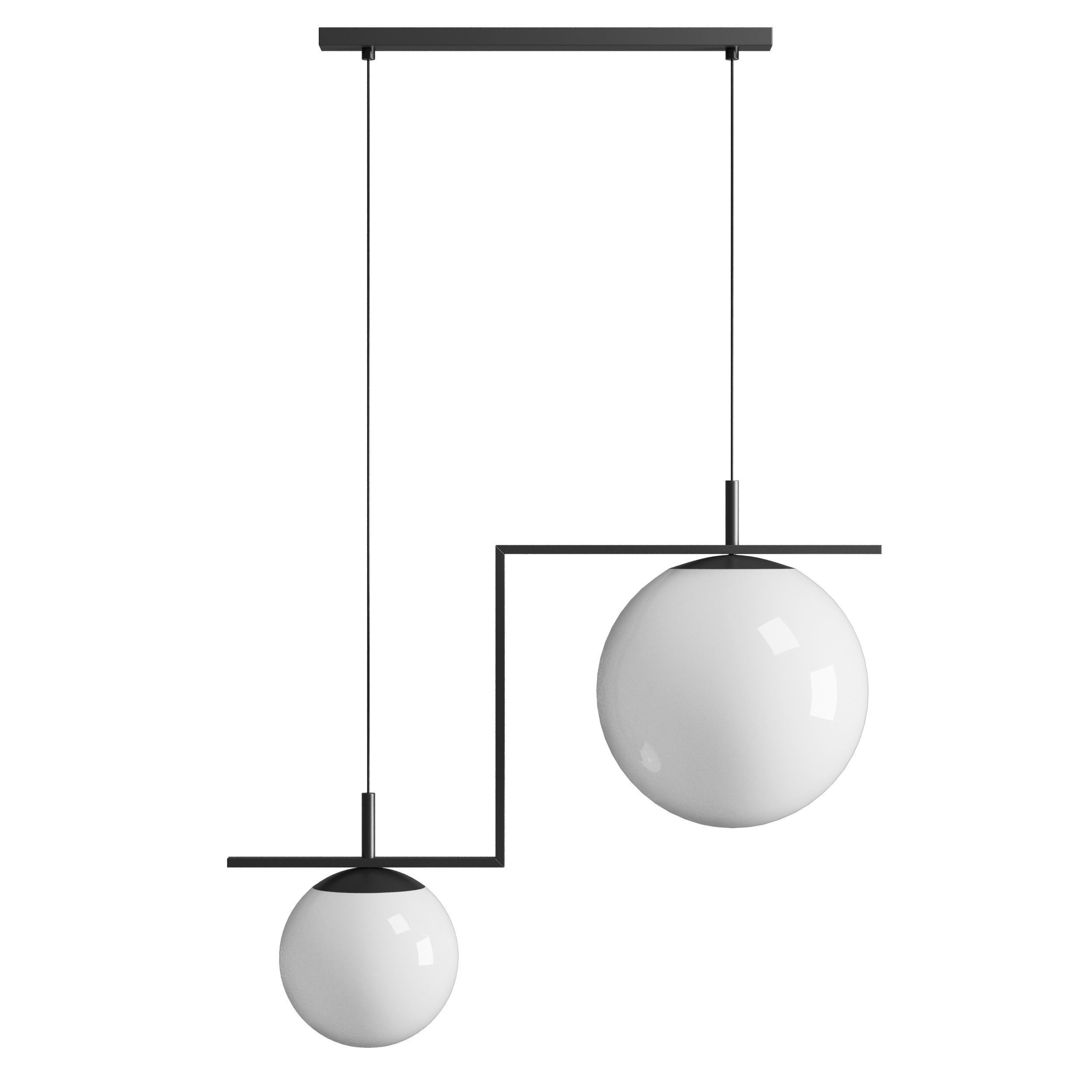 Hanglamp Zac 2 lamps zwart 3D model_1