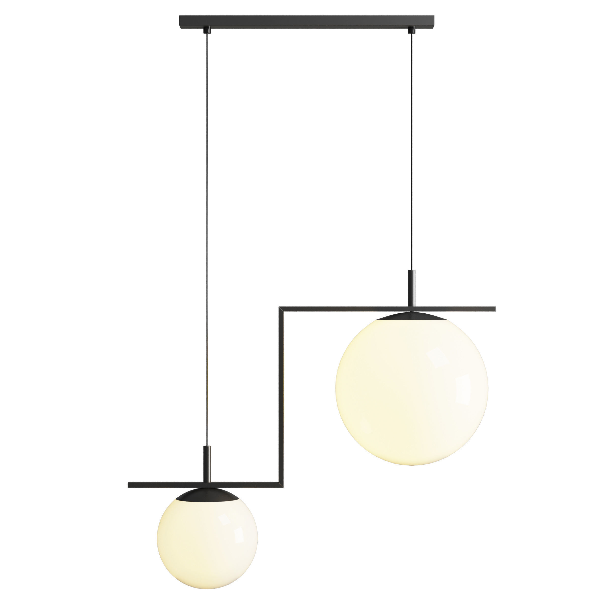 Hanglamp Zac 2 lamps zwart 3D model_2