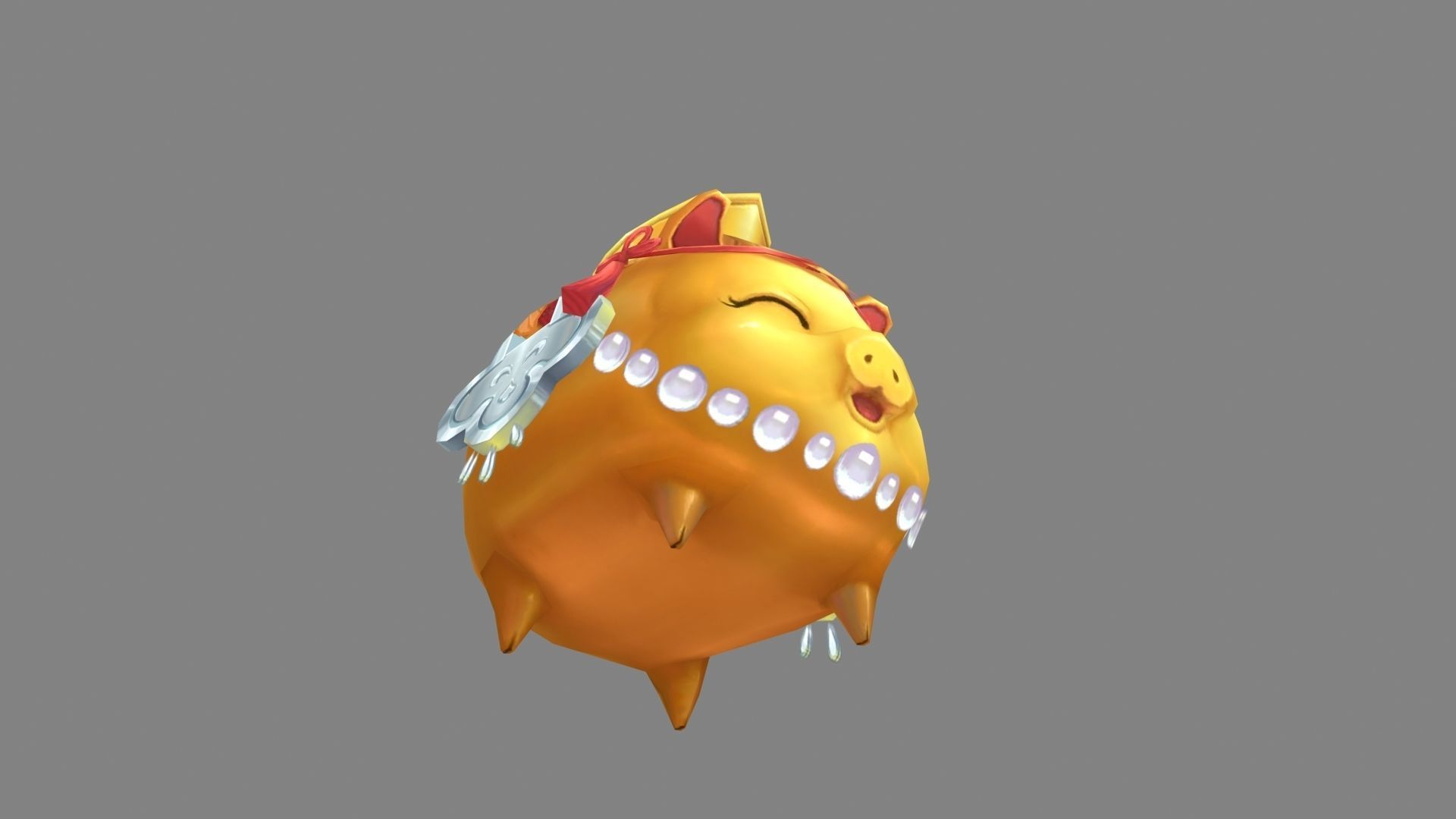 cartoon gold ingot piggy bank Low-poly 3D model_5