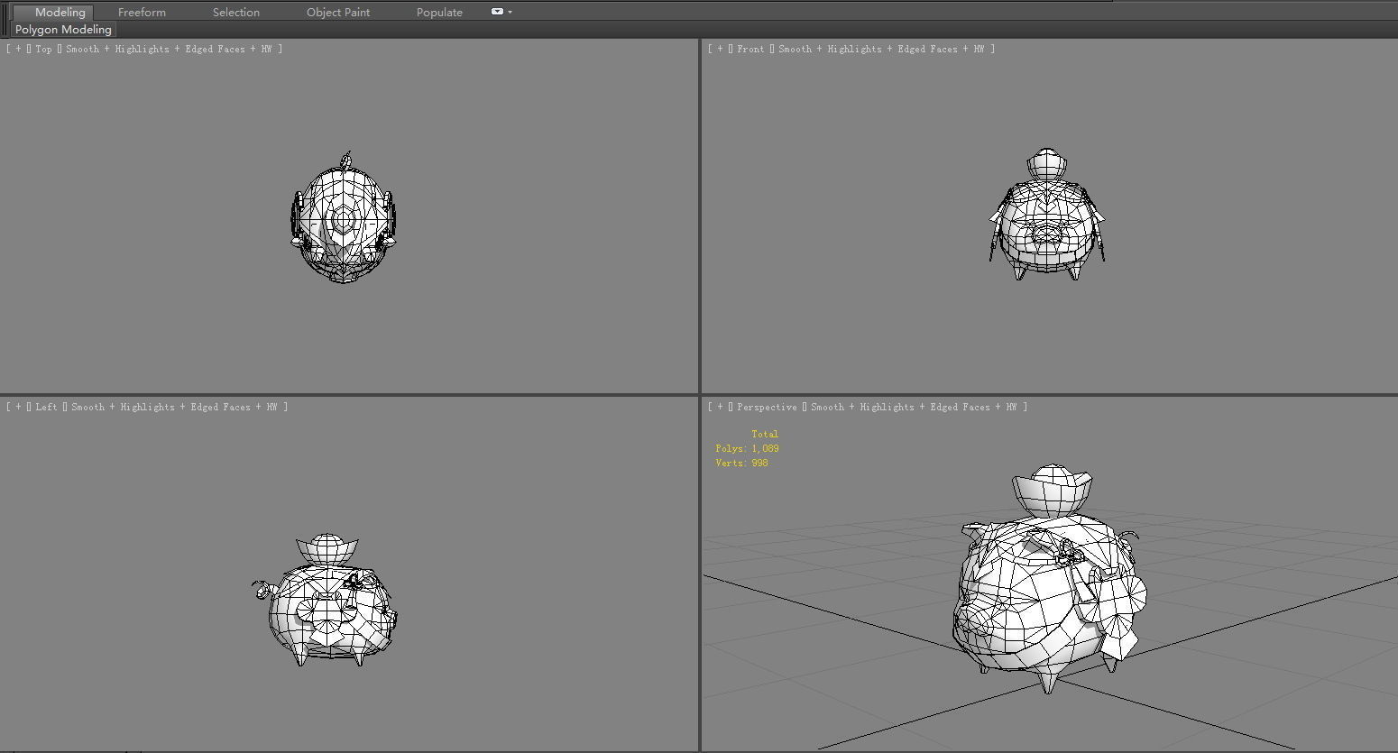 cartoon gold ingot piggy bank Low-poly 3D model_8