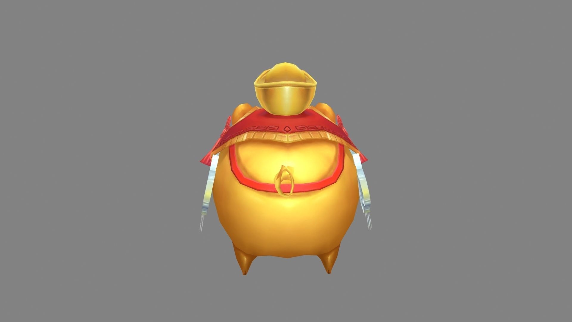 cartoon gold ingot piggy bank Low-poly 3D model_3