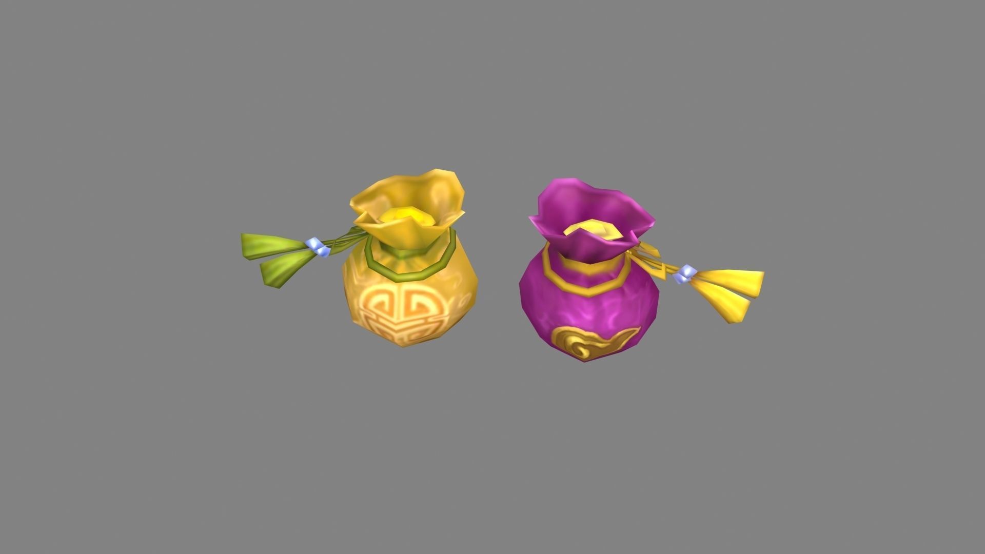 cartoon lucky bags Low-poly 3D model_2