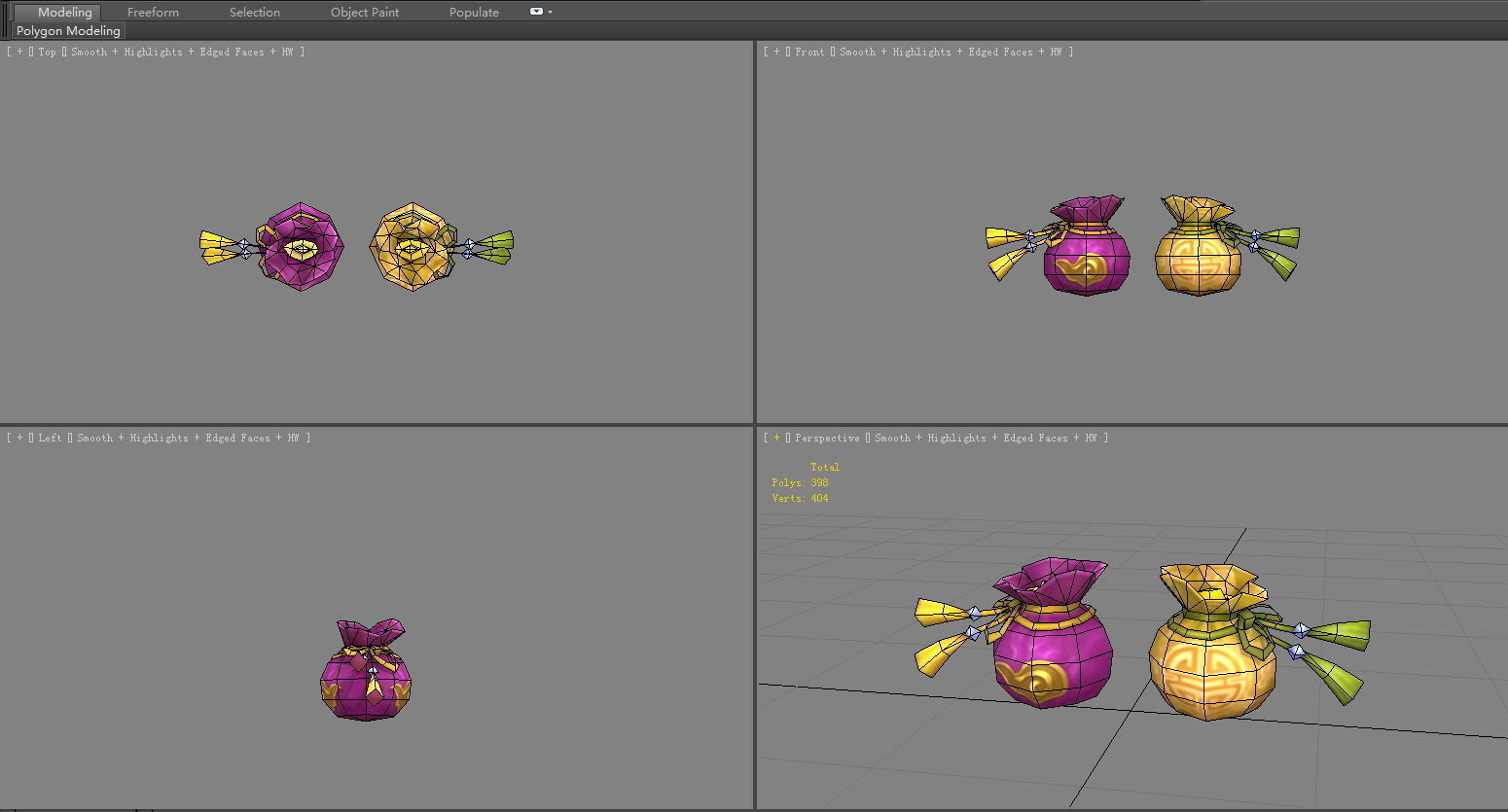 cartoon lucky bags Low-poly 3D model_4