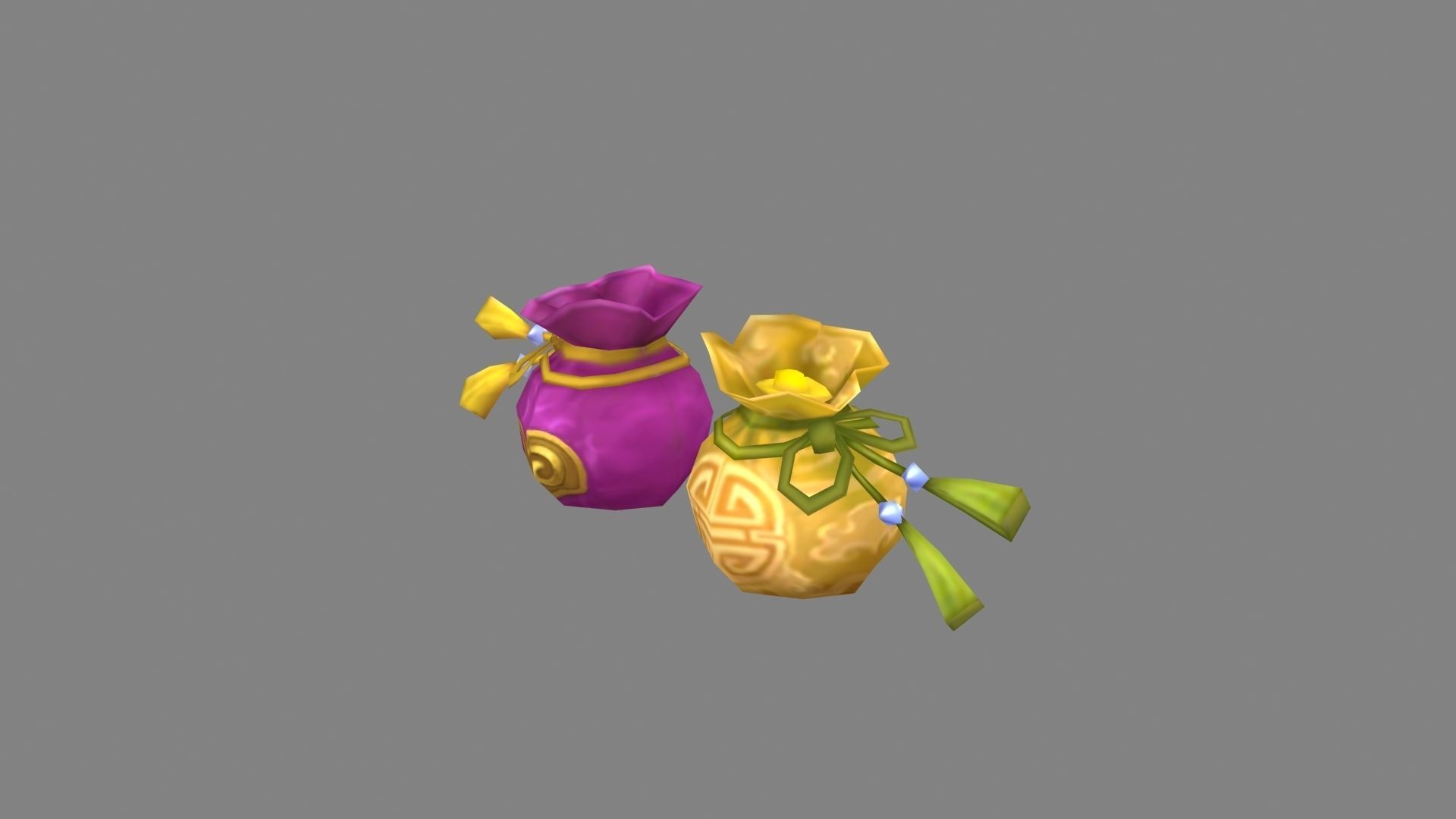 cartoon lucky bags Low-poly 3D model_1