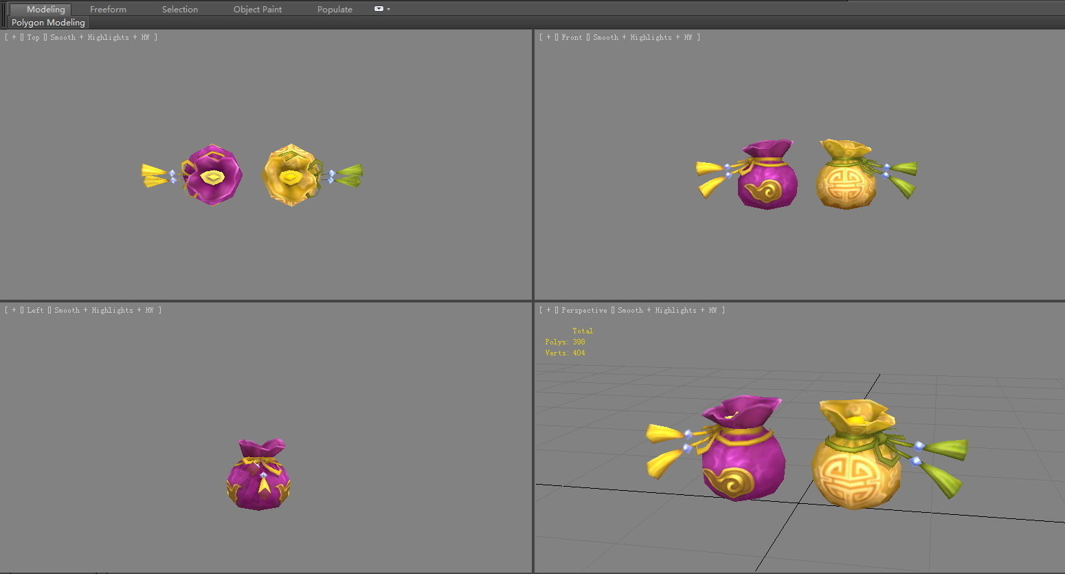 cartoon lucky bags Low-poly 3D model_3