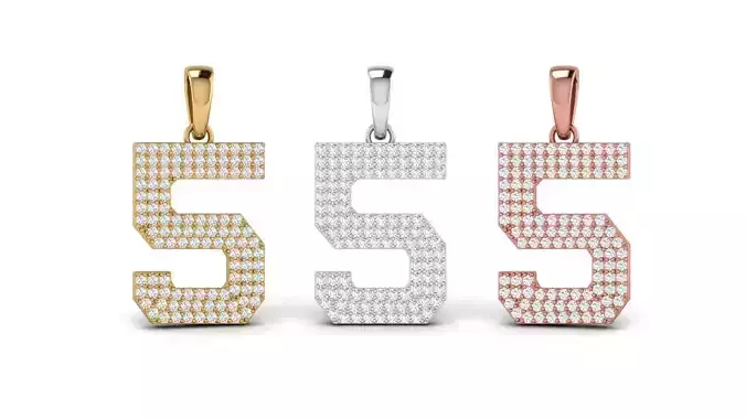 Number 5 Font Diamond Pendant  3D print model