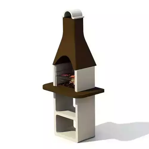 Brown And White Garden Grill With Shelf