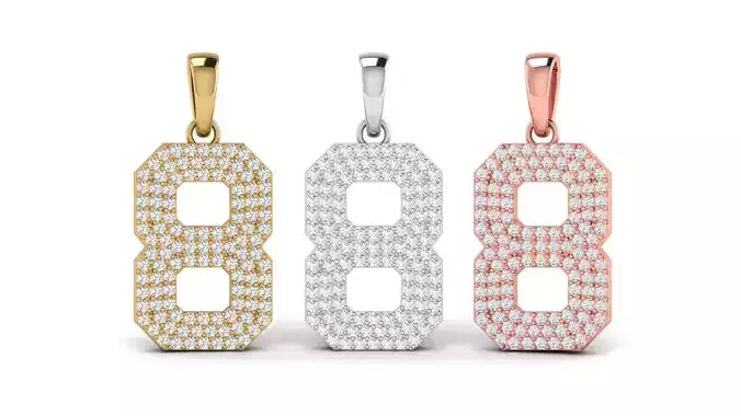 Number 8 Font Diamond Pendant  3D print model