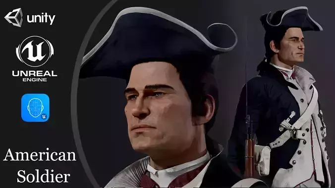 American soldier Low-poly 3D model
