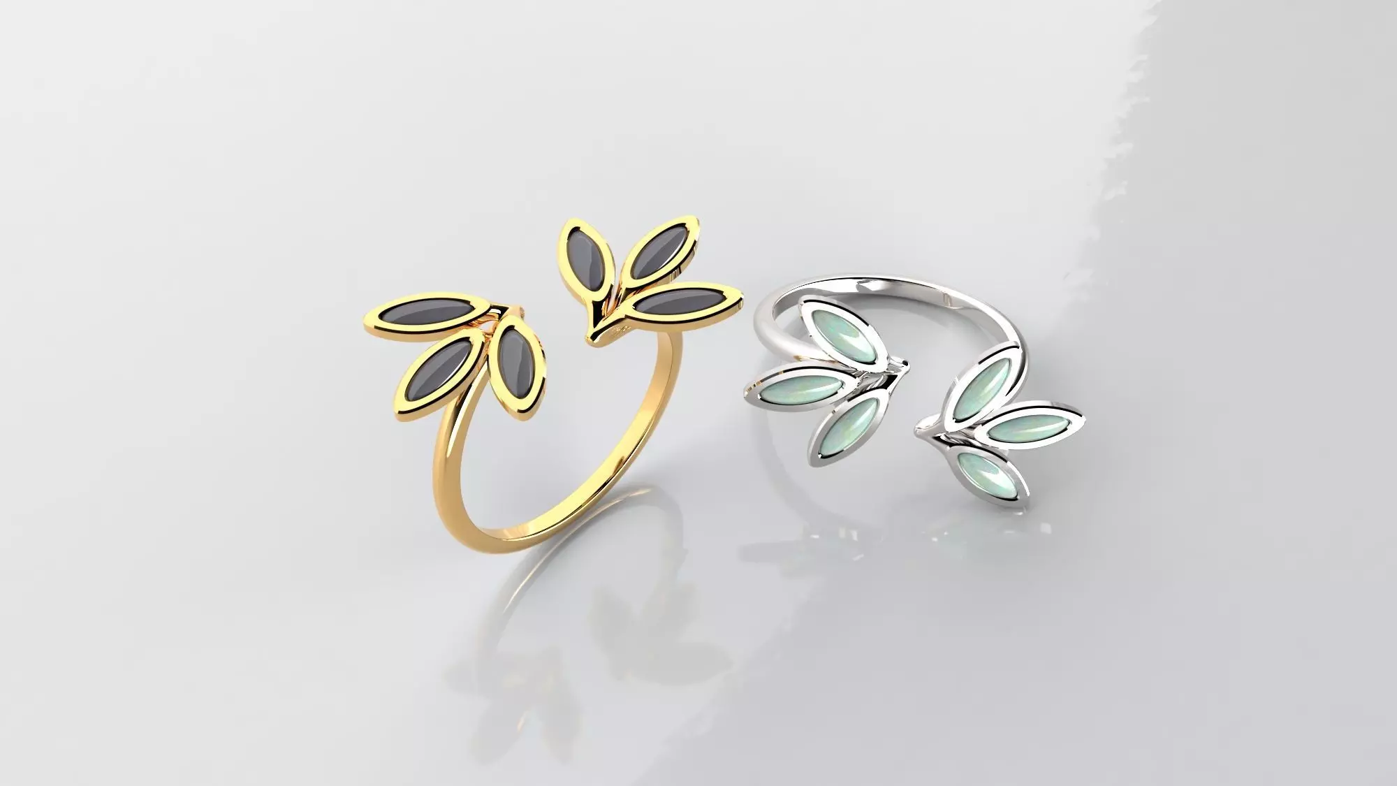 3D printable Ring 001 from Golden ring black pearl and STL files 3D print model_0