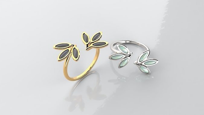 3D printable Ring 001 from Golden ring black pearl and STL files 3D print model