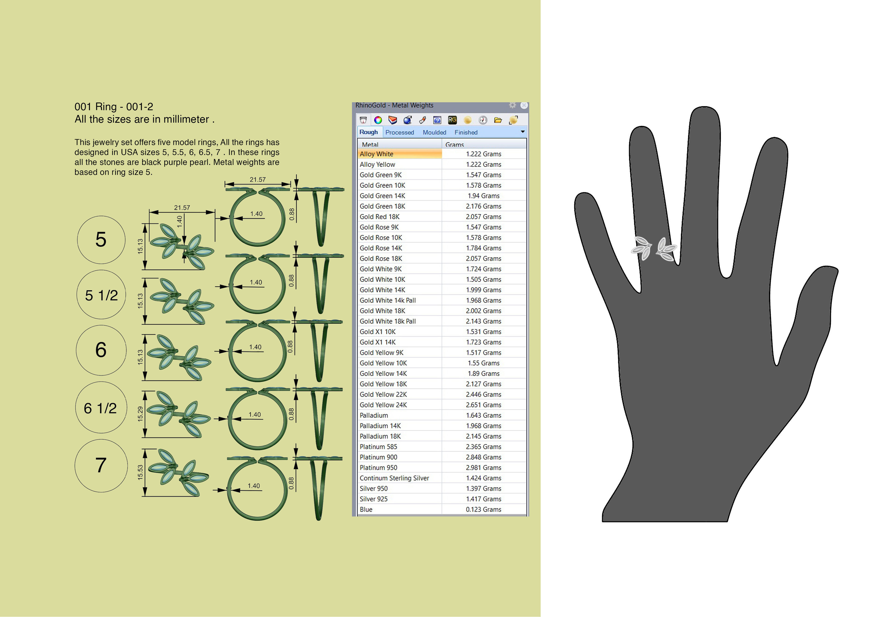 3D printable Ring 001 from Golden ring black pearl and STL files 3D print model_1