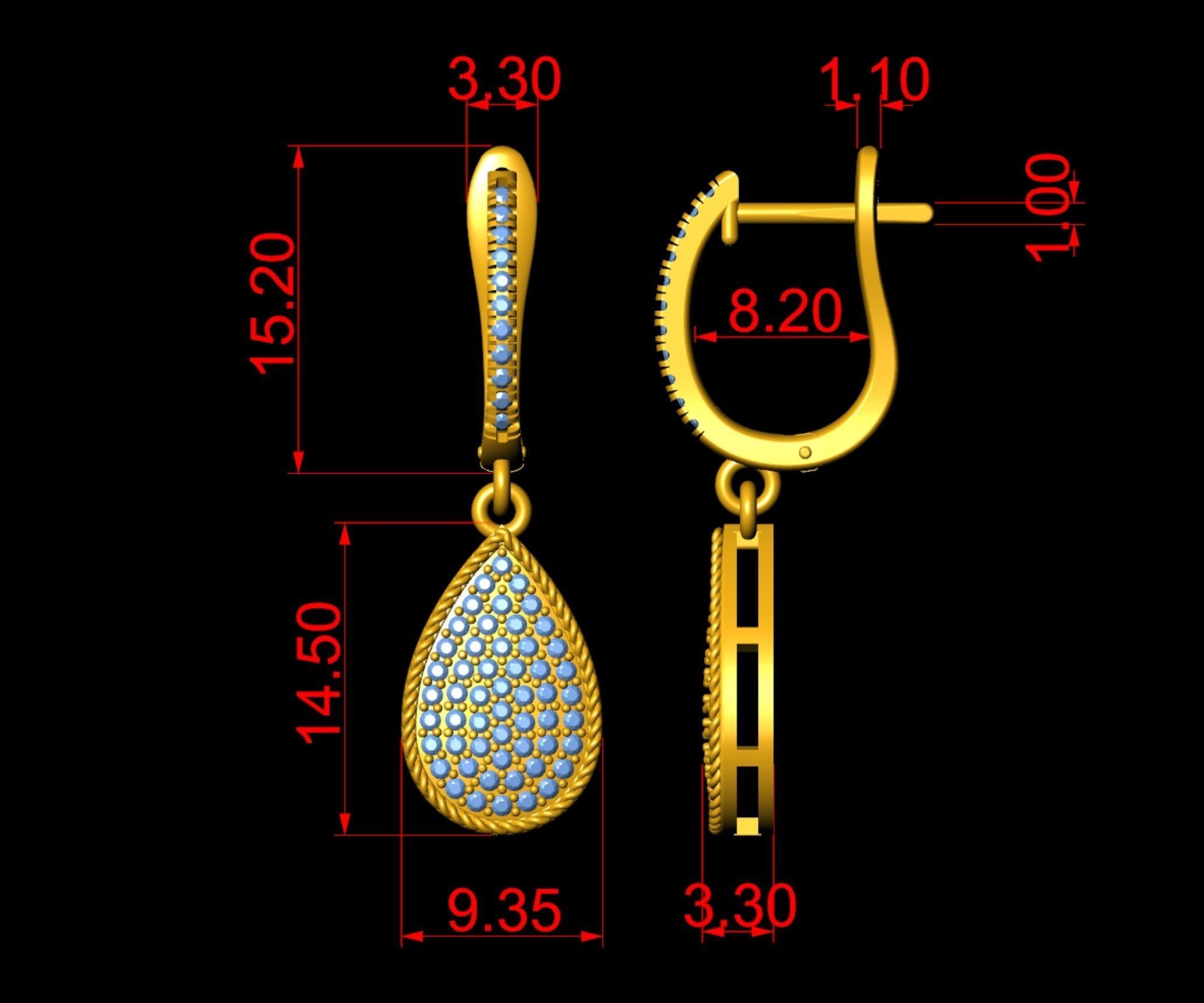 Pear Shape Drop Clip Earrings  3D print model_7