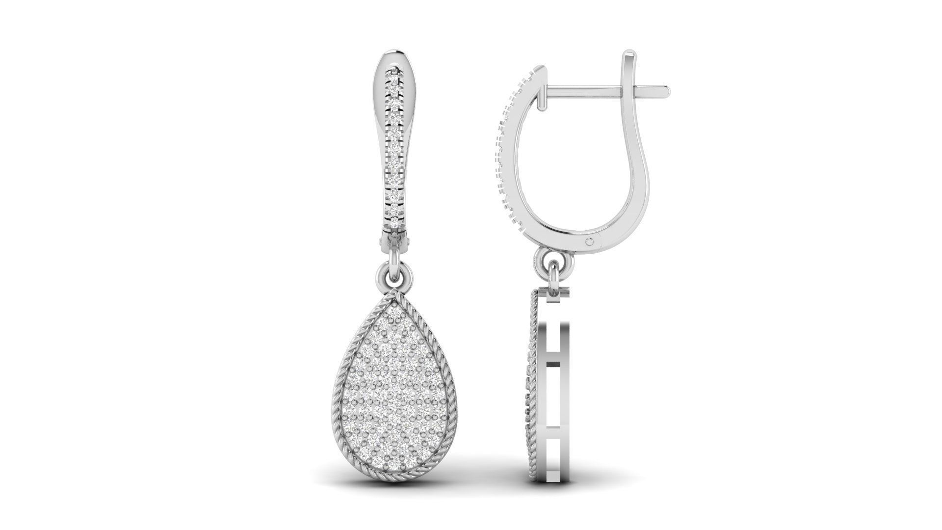 Pear Shape Drop Clip Earrings  3D print model_2