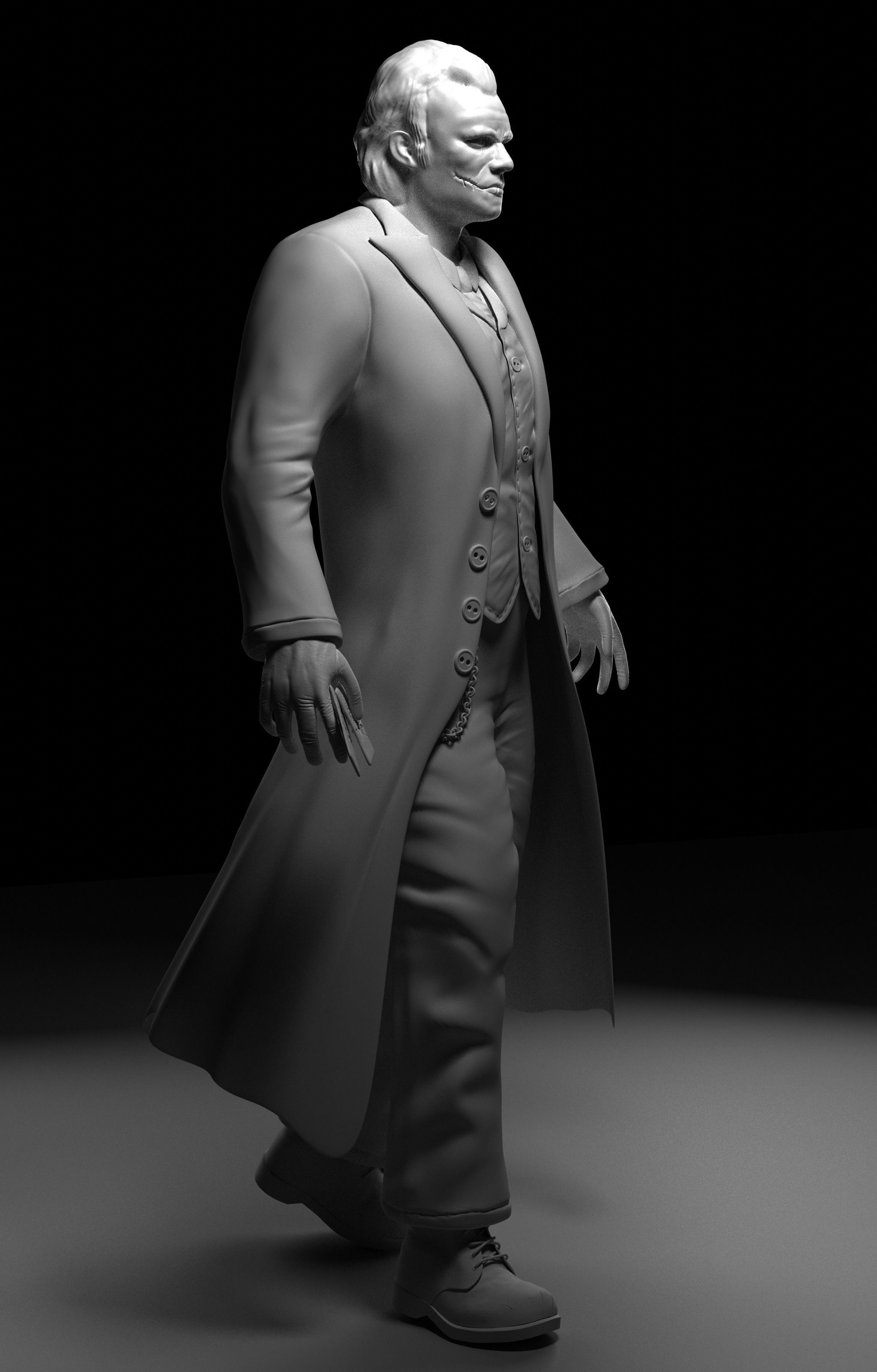 Joker model man in coat 3D model_4