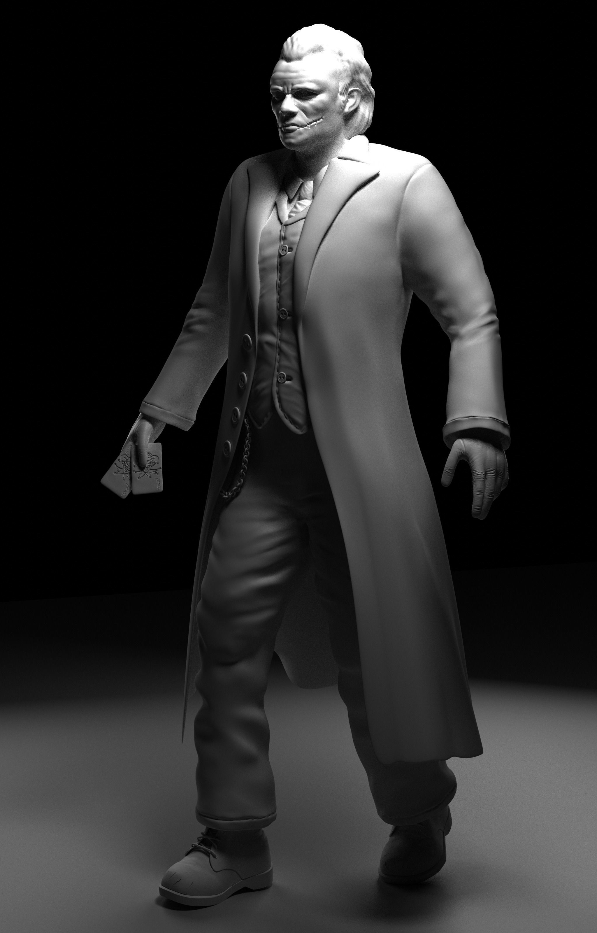 Joker model man in coat 3D model_5
