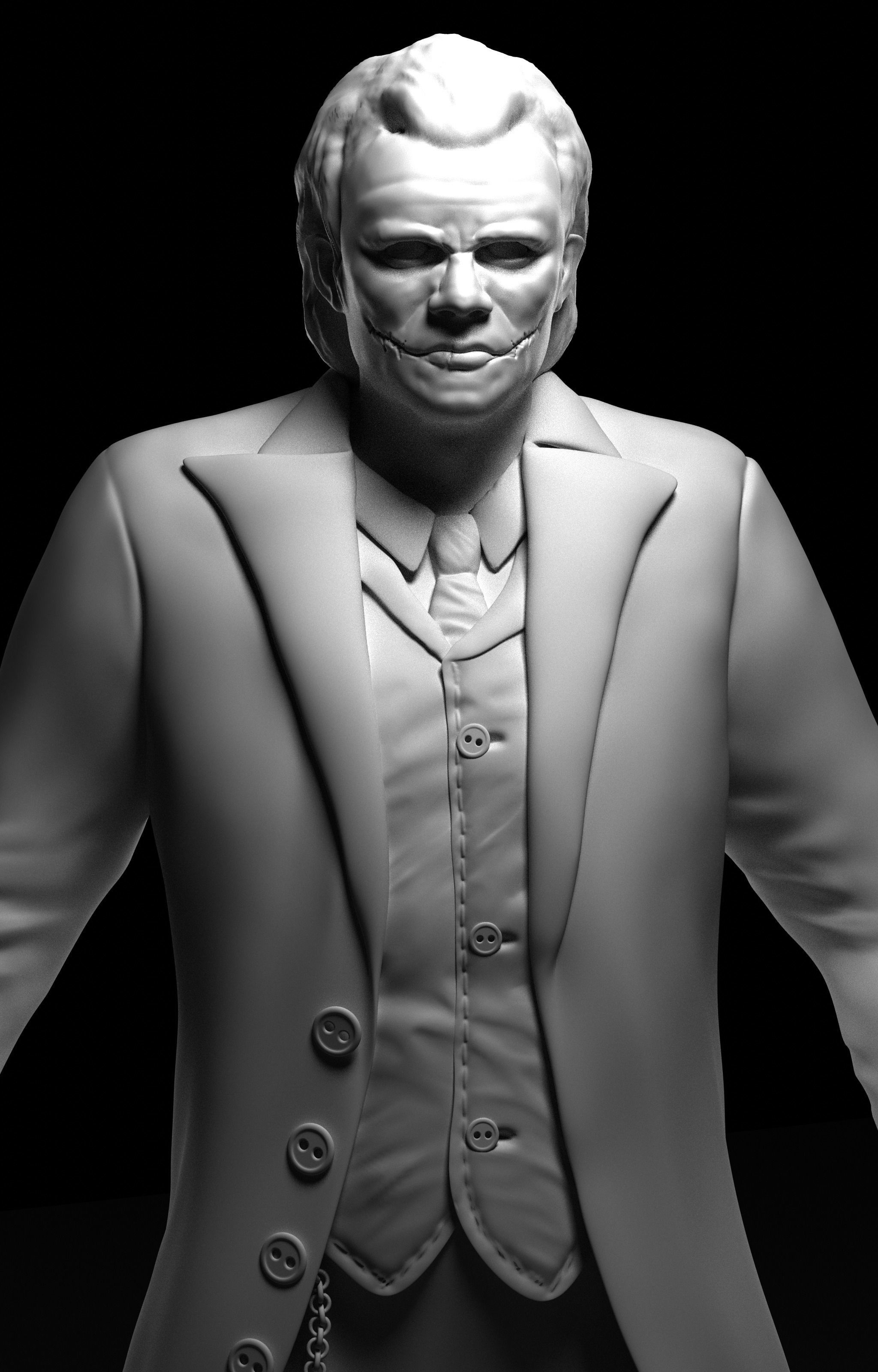 Joker model man in coat 3D model_2