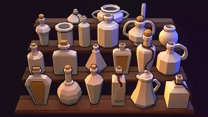 Lowpoly bottle pack