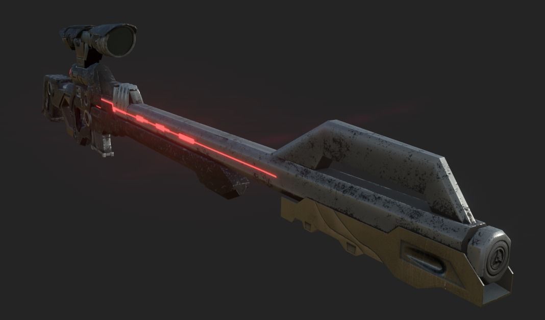 Sci-fi sniper rifle Low-poly 3D model_7